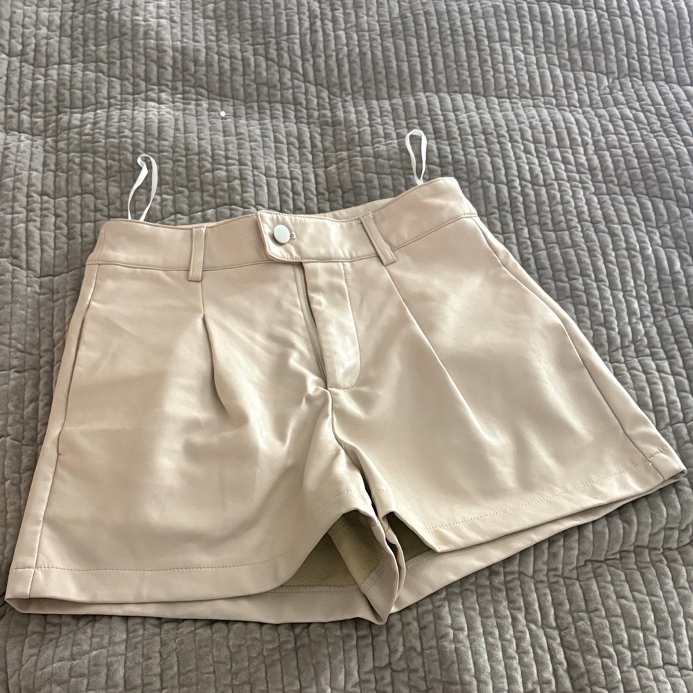 High Waist Cream Shorts for Women